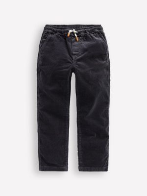 Slim Pull On Trousers-Charcoal Cord