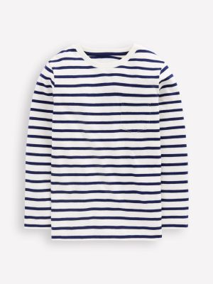 Everyday Long Sleeve T-Shirt-Soft Ivory/ College Navy