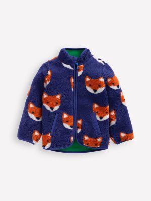 Cosy Borg Jacket-Sapphire Blue Foxes