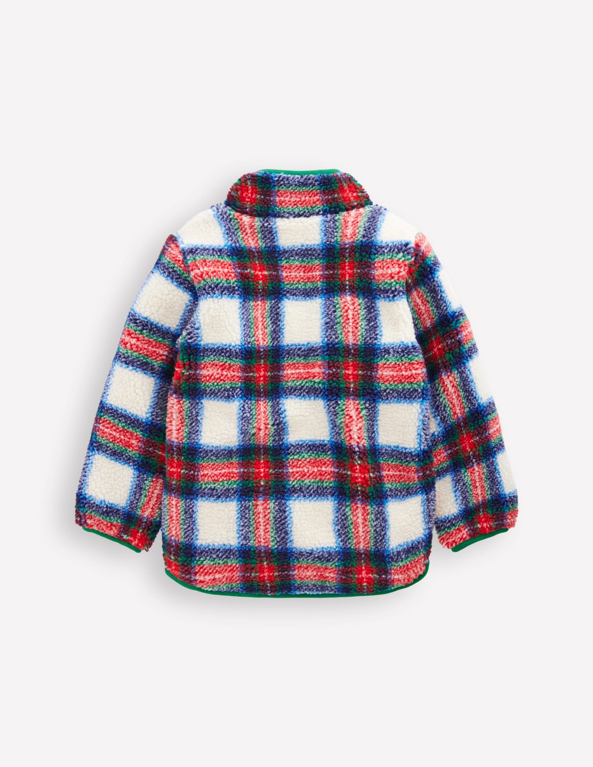 Cosy Borg Jacket-Ivory. Blue and Red Check - Image 2
