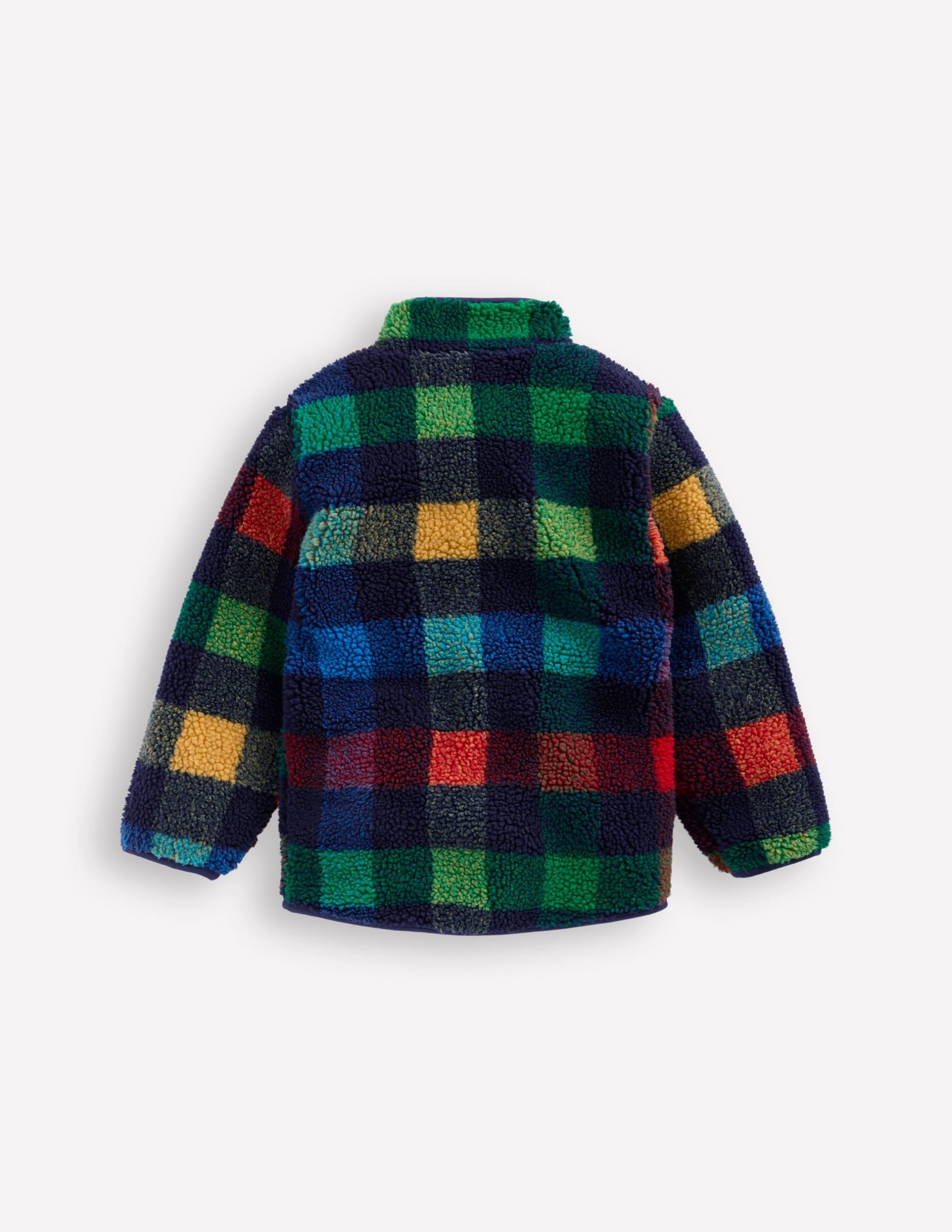 Cosy Borg Jacket-Navy Check - Image 2