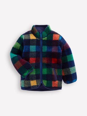 Cosy Borg Jacket-Navy Check