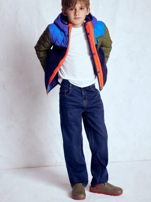 Quilted Borg Jacket-Classic Khaki Colourblock