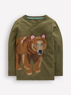 Longsleeve Superstitch T-shirt-Classic Khaki Bear