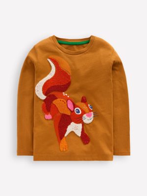 Long Sleeve Boucl?? T-shirt-Toffee Brown Squirrel