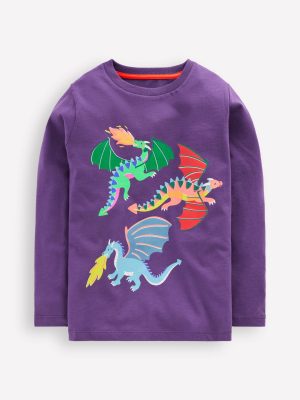 Long Sleeve Riso T-shirt-Mystic Purple Dragons