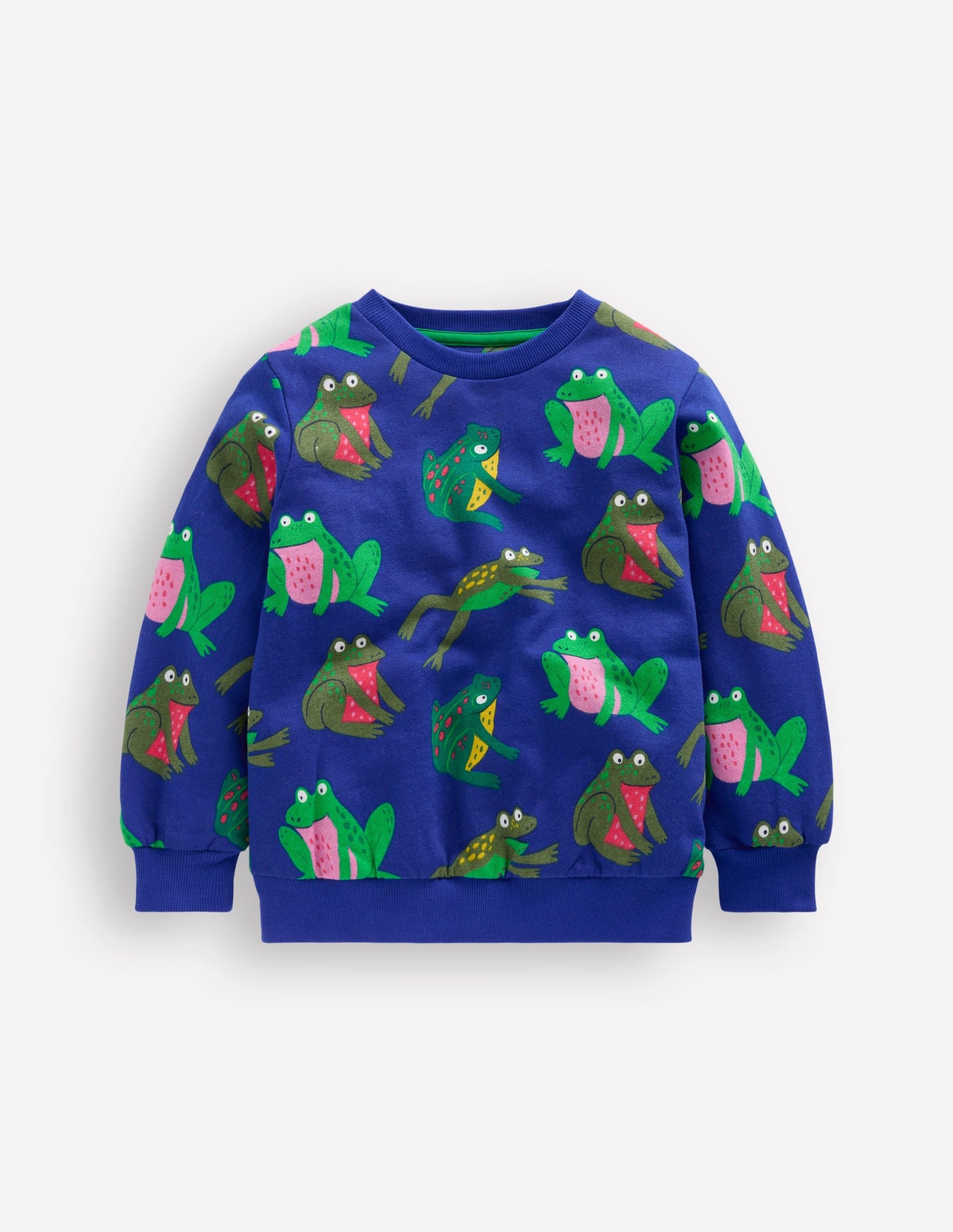 Everyday Printed Sweatshirt-Bright Blue Frogs