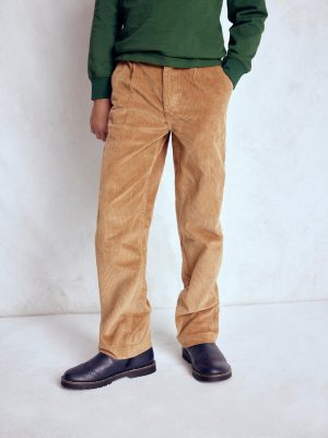 Everyday Straight Leg Trousers-Camel Cord