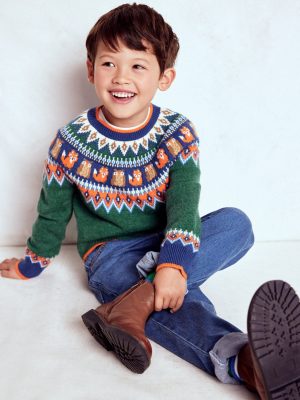 Fair Isle Sweater-Jewel Green Woodland