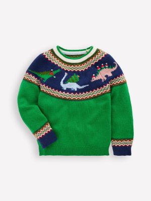 Fair Isle Sweater-Sapling Green Dinosaur