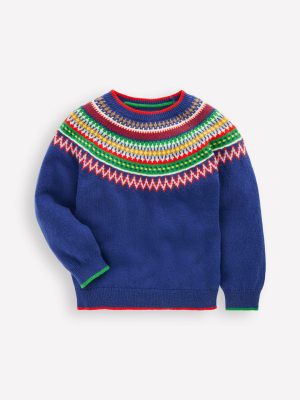 Fair Isle Jumper-Sapphire Blue Multi