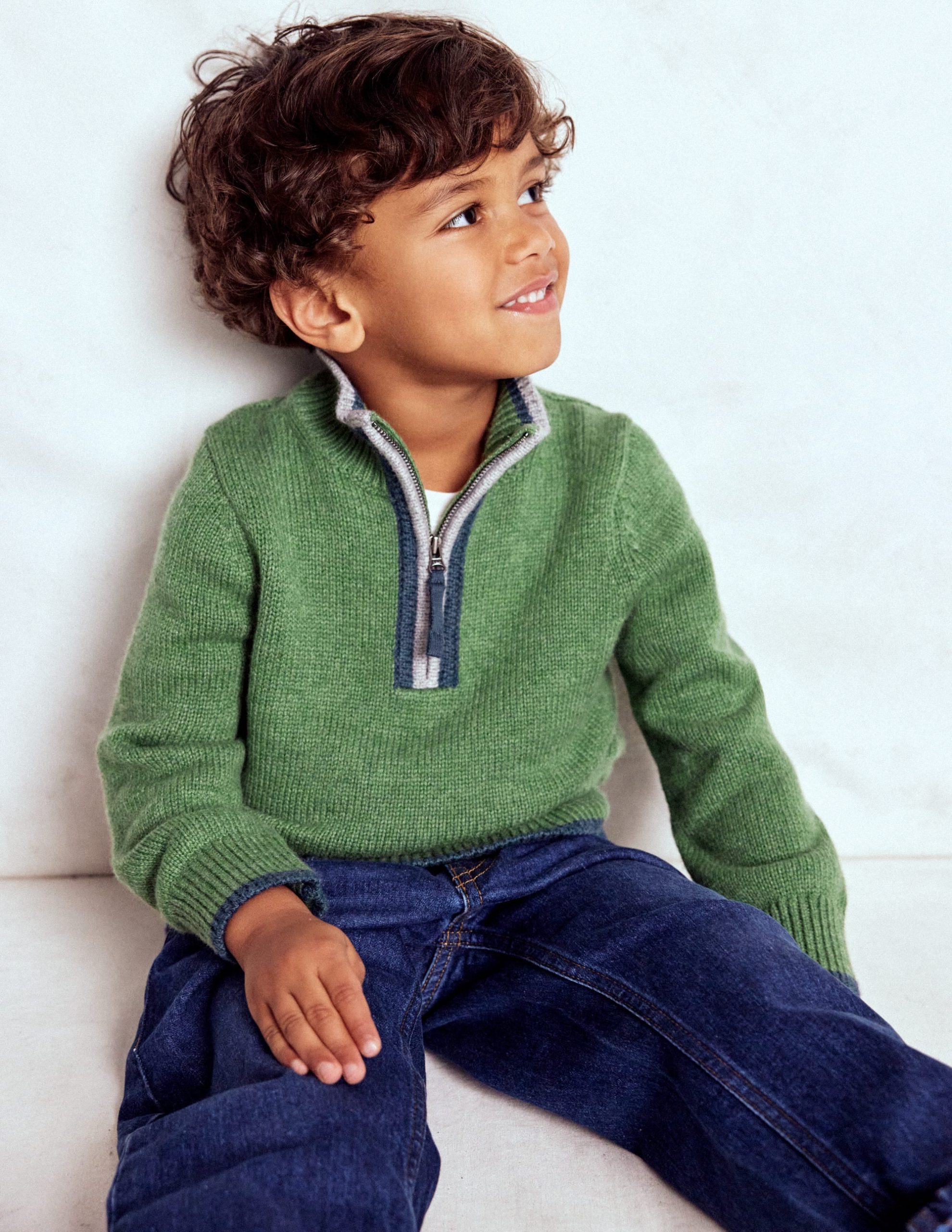 Heritage Half-Zip Jumper-Safari Green - Image 3