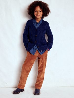 Heritage Cable Cardigan-College Navy