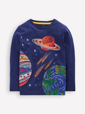 Glow Superstitch T-shirt-Medieval Blue Planets