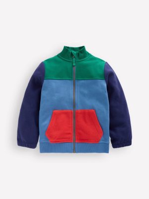Cosy Zip Through Sweatshirt-Blue River Colourblock
