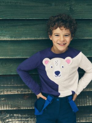 Fun Appliqu?? T-shirt-Blue Marl Polar bear