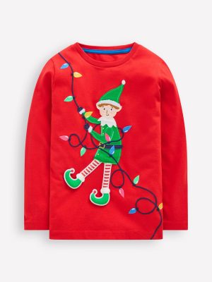 Long Sleeve Novelty 3D T-Shirt-Mars Red Elf