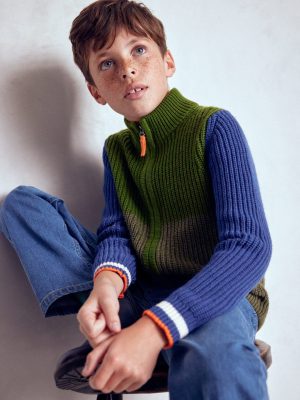 Chunky Zip-Through Jumper-Green