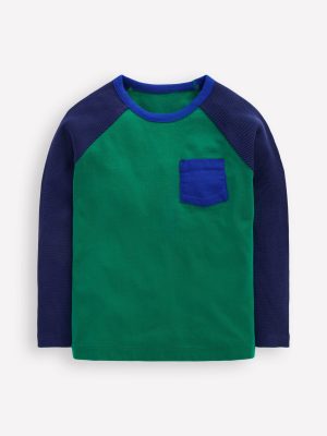 Waffle Mix Raglan-Alpine Green colourblock