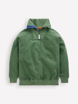 Half-Zip Sweatshirt-Green Marl