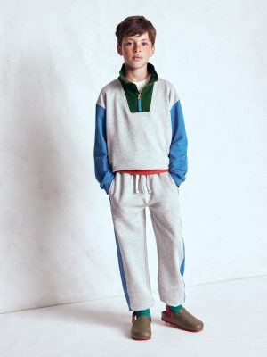 Half-Zip Sweatshirt-Grey Marl Colourblock