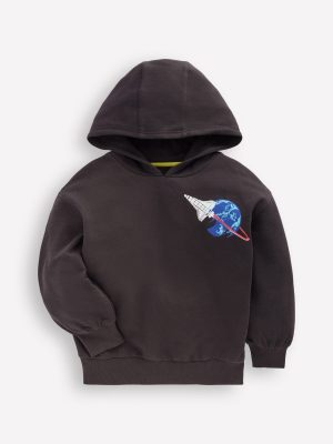 Front and Back Hoodie-Charcoal Space