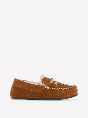 Cosy Suede Slippers-Tan Dog
