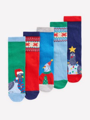 5-pack Festive Socks-Christmas Pigeons