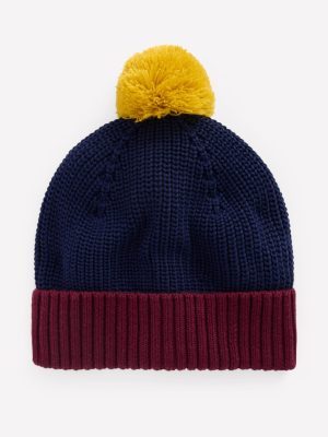 Knitted Beanie-College Navy Colour Block