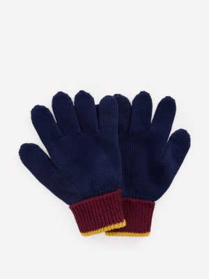 Knitted Gloves-College Navy Colourblock