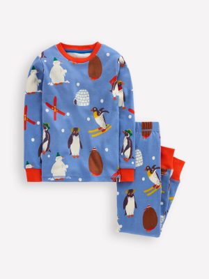 Snug Glow-In-The-Dark Pajamas-Blue Penguins