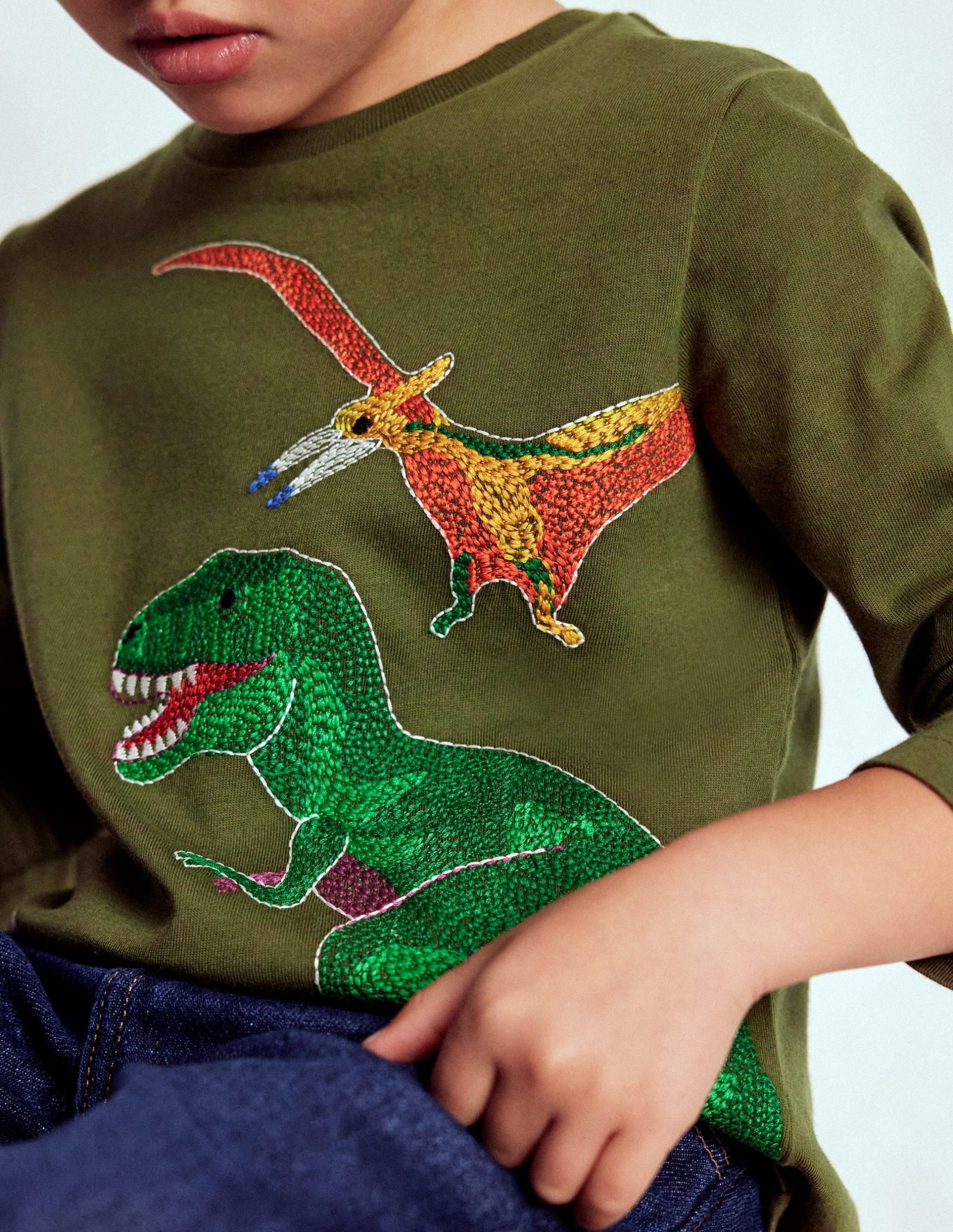 Glow Superstitch T-shirt-Winter moss Dino - Image 2