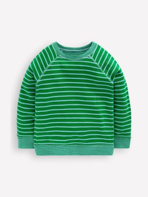 Reversible Long Sleeve T-Shirt-GREEN TAMBOURINE / BLUE