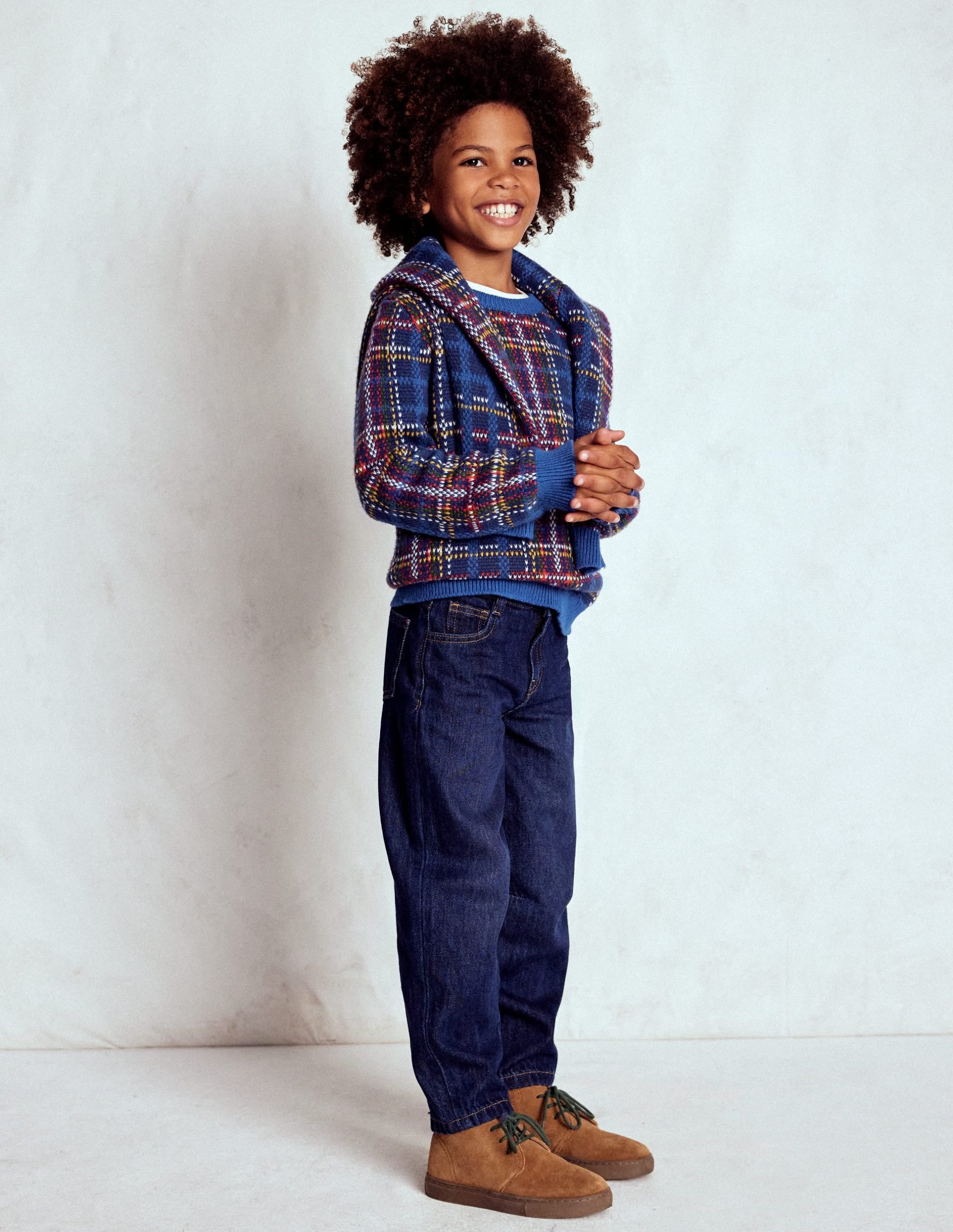 Heritage Check Sweater-Medieval Blue Check - Image 2