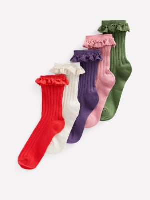 5-Pack Frilly Socks-Autumn Multi