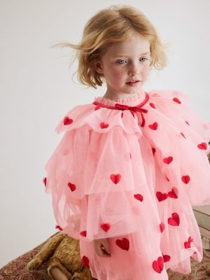 Tulle Heart Cape-Chalk Pink Hearts