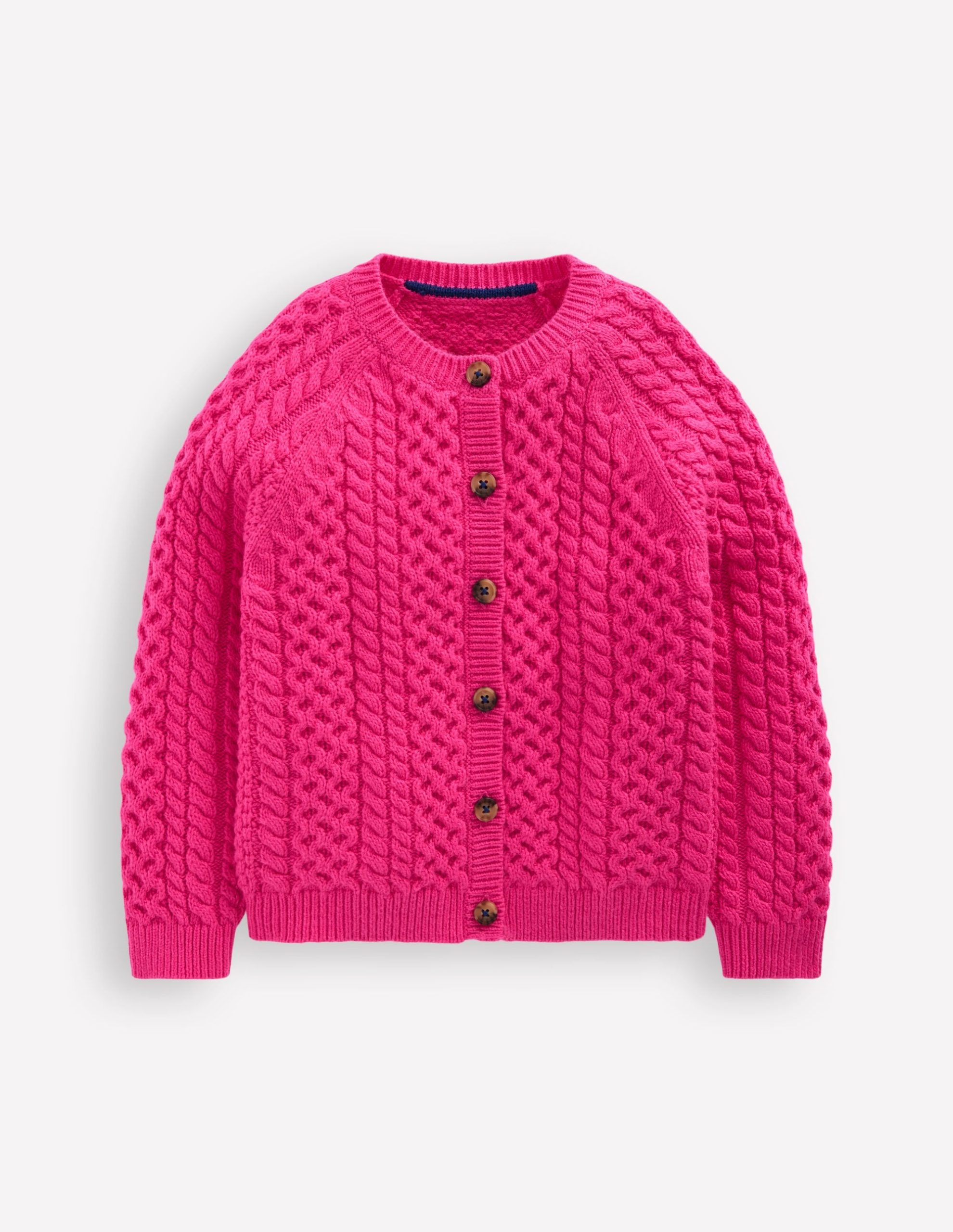 Heritage Cable Cardigan-Raspberry Pink