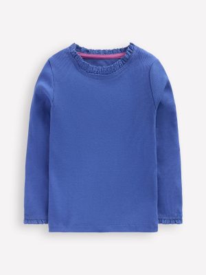 Ribbed Long Sleeve T-shirt-Bluejay