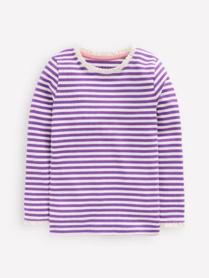 Ribbed Long Sleeve T-shirt-Purple Topaz Stripe
