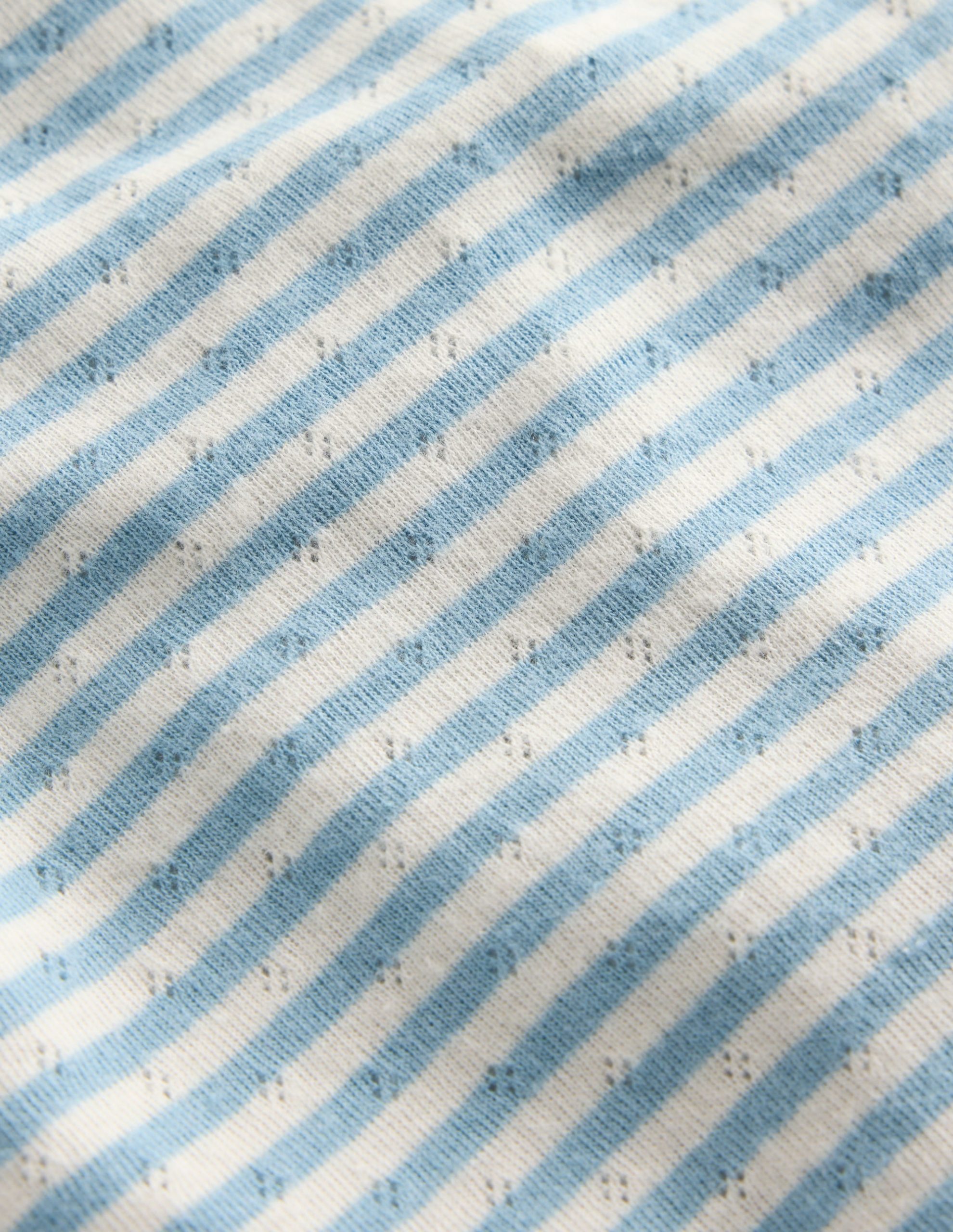 Long Sleeve Pointelle Top-Vintage Blue Stripe - Image 3