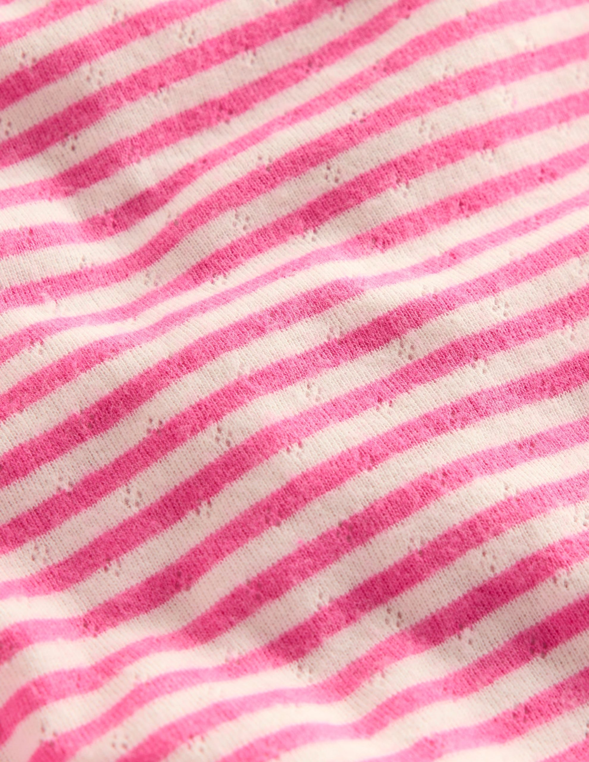 Long Sleeve Pointelle Top-Sorbet Pink Stripe - Image 3