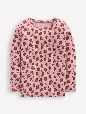 Long Sleeve Pointelle Top-Vintage Pink Leopard