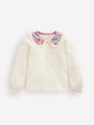 Collared Slub Top-Rose Pink Flowerbed
