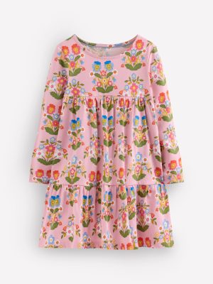 Ariel Long Sleeve Twirly Dress-Vintage Pink Pansy