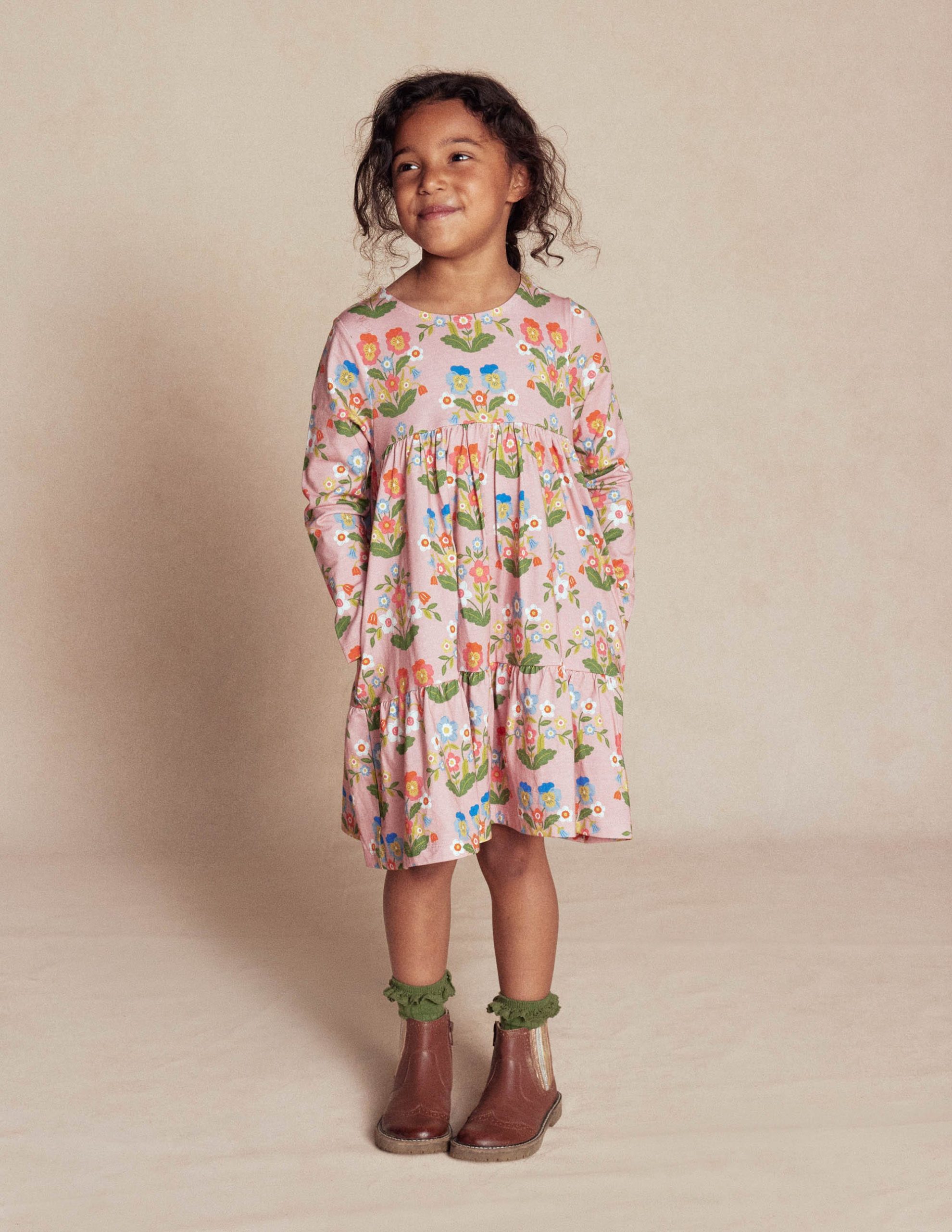 Ariel Long Sleeve Twirly Dress-Vintage Pink Pansy - Image 4