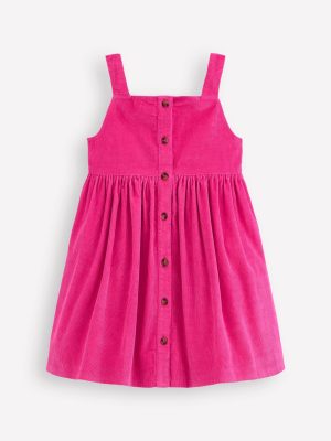 Button-through Pinafore Dress-Raspberry Pink
