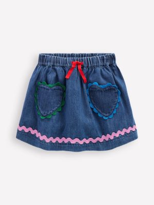 Ric Rac Skirt-Mid Vintage Denim