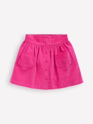 Button-through Mini Skirt-Raspberry Pink