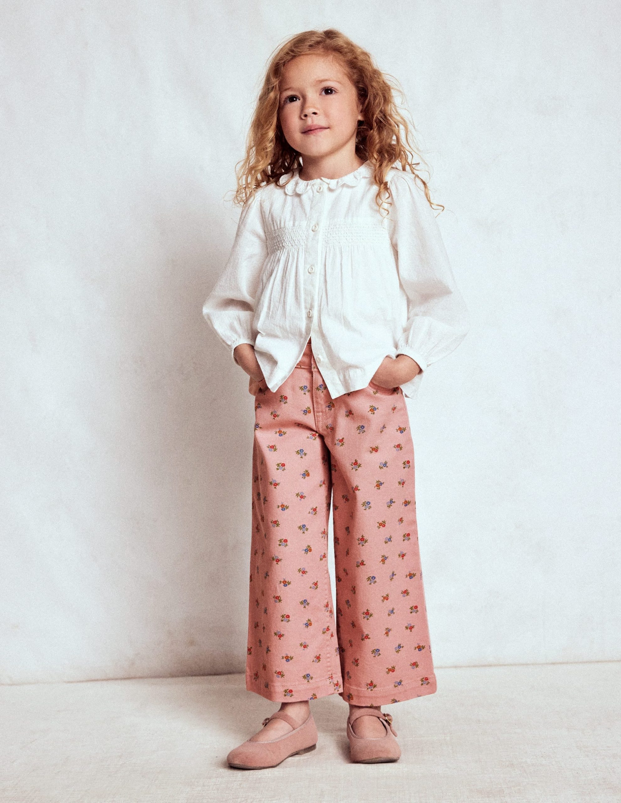 Wide Leg Pants-Vintage Pink Ditsy