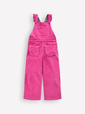 Frill Dungarees-Raspberry Pink